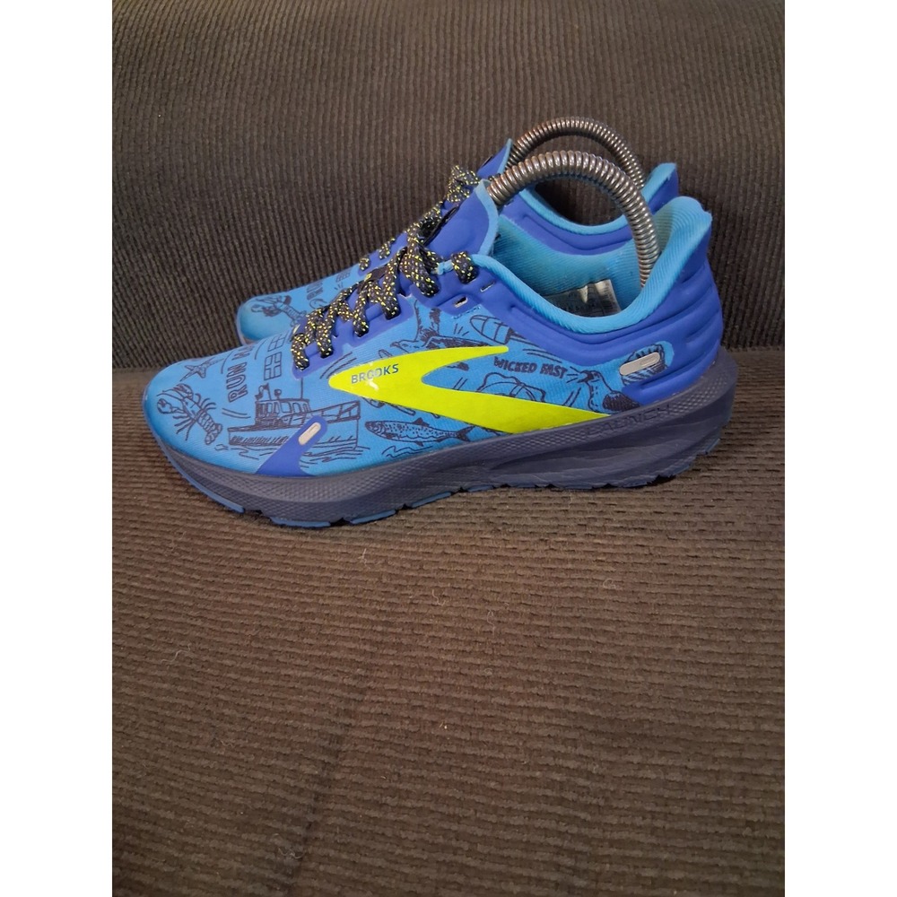 Brooks Launch 9 Fresh Catch Blue Yellow Running Shoes 1203731B458 Womens 7.5